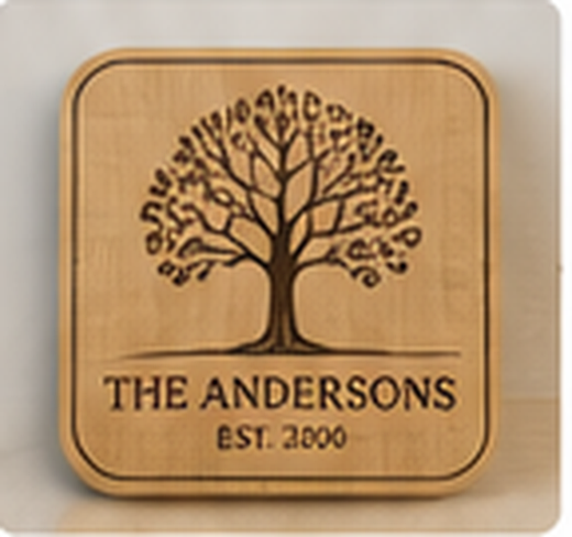 Wood engraved family tree design
