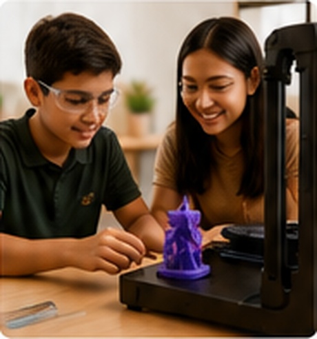 Students learning 3D printing at STEM Craft Studio